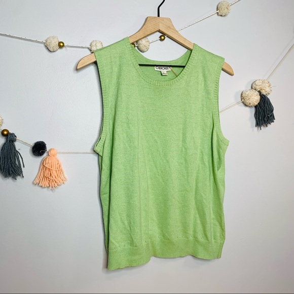 VINTAGE y2k preppy light green sweater vest - Picture 3 of 10